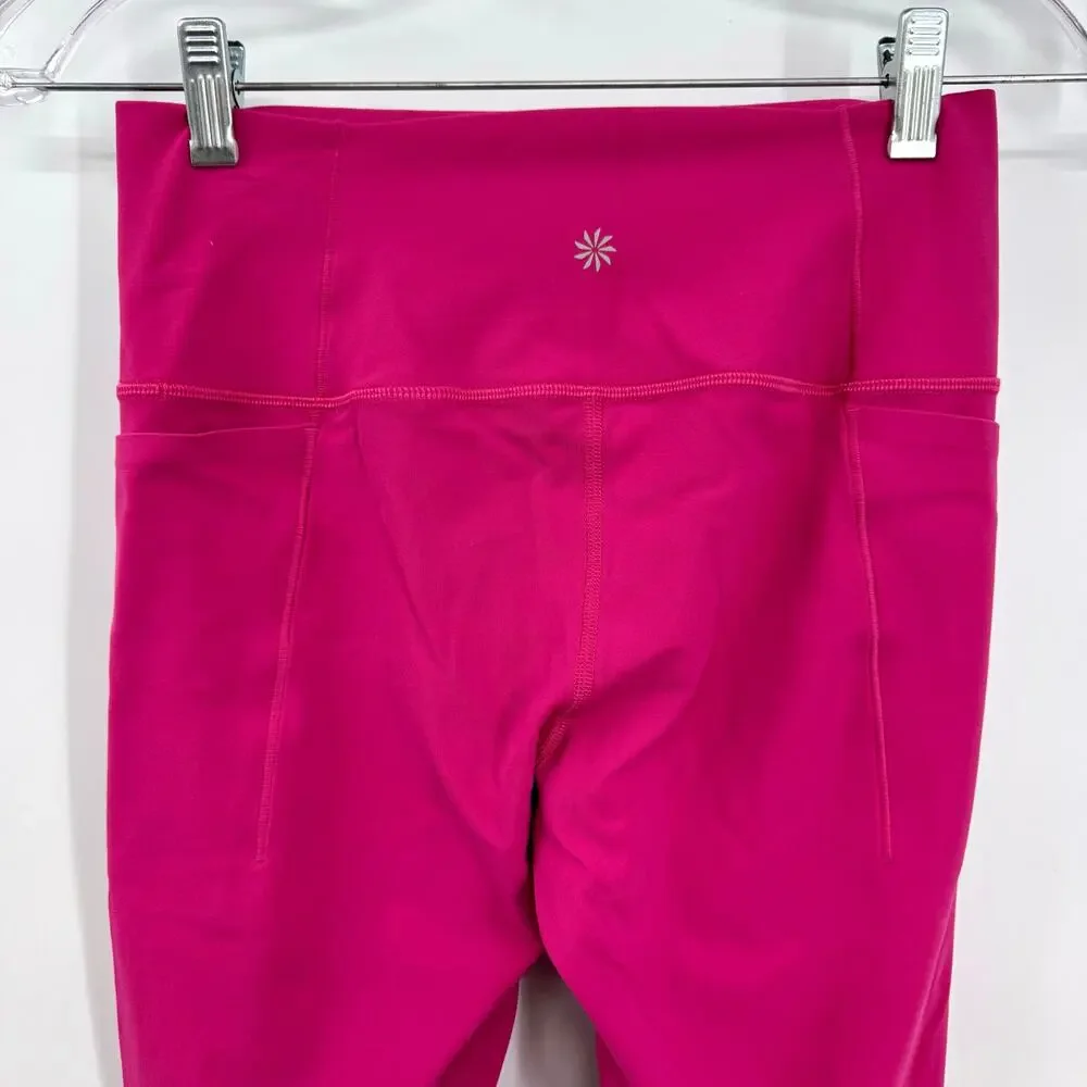 Athleta Transcend Stash Tight Leggings Size M TALL Pink Pockets Ankle Yoga Gym - Picture 5 of 6